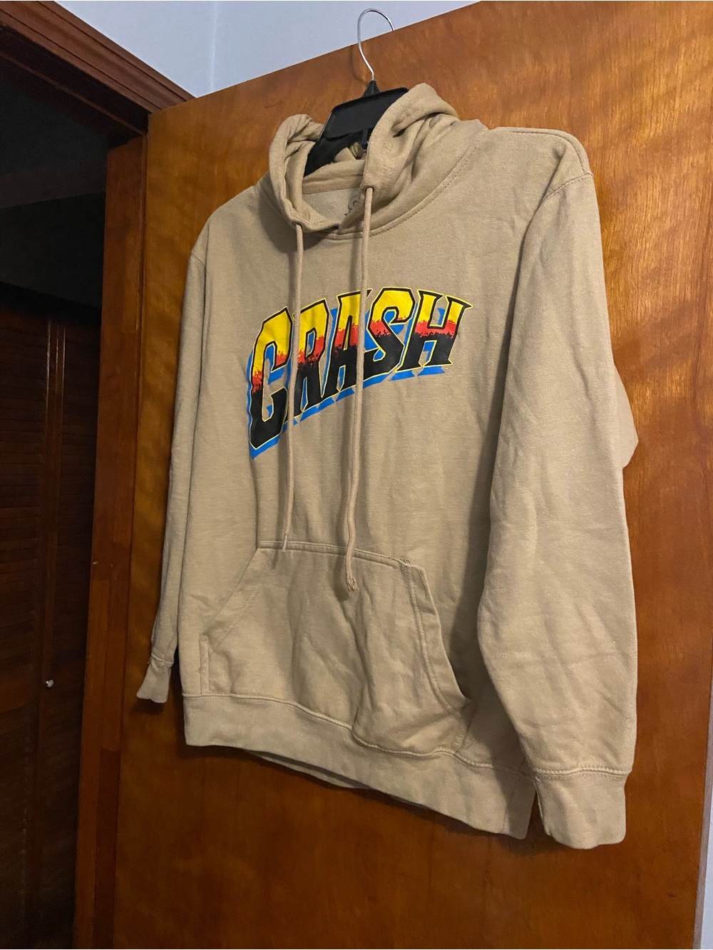 Beige 'CRASH' Graphic Pullover Hoodie - Men's Casual Hoodie